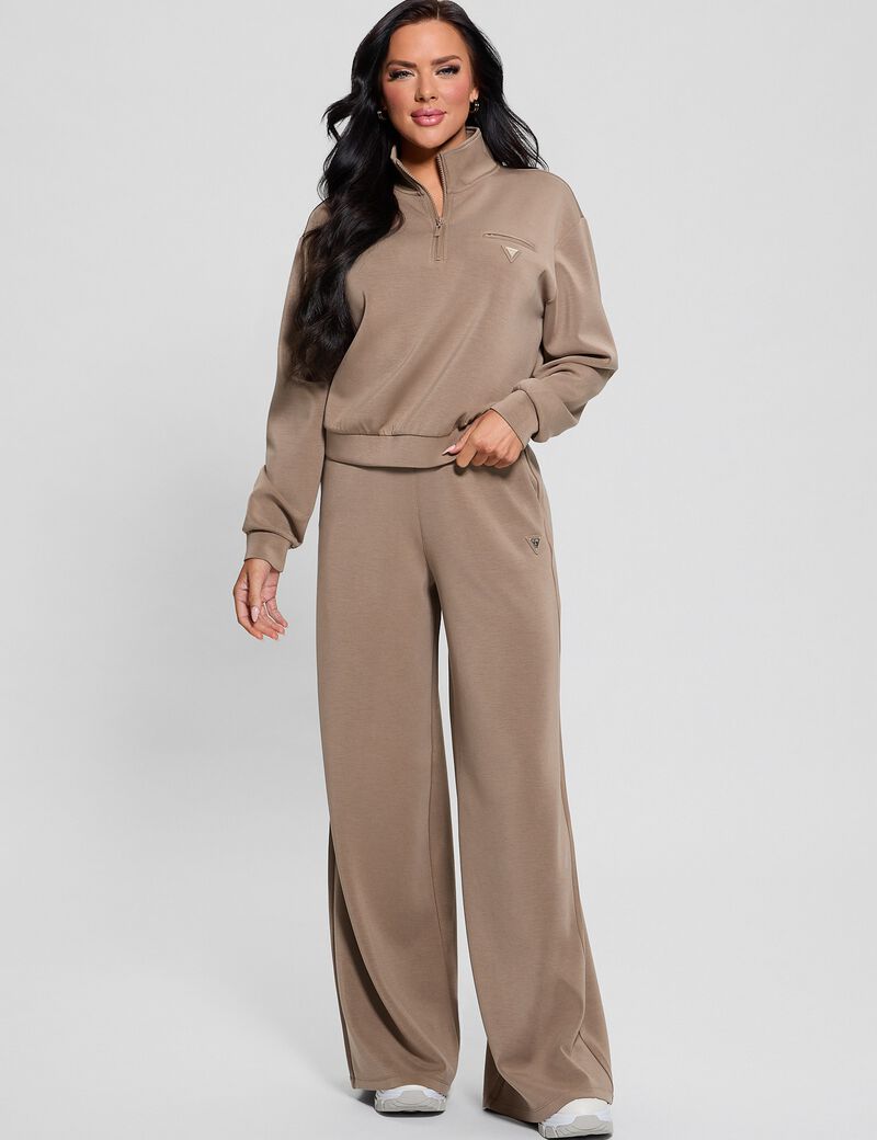 Mid rise wide leg pant