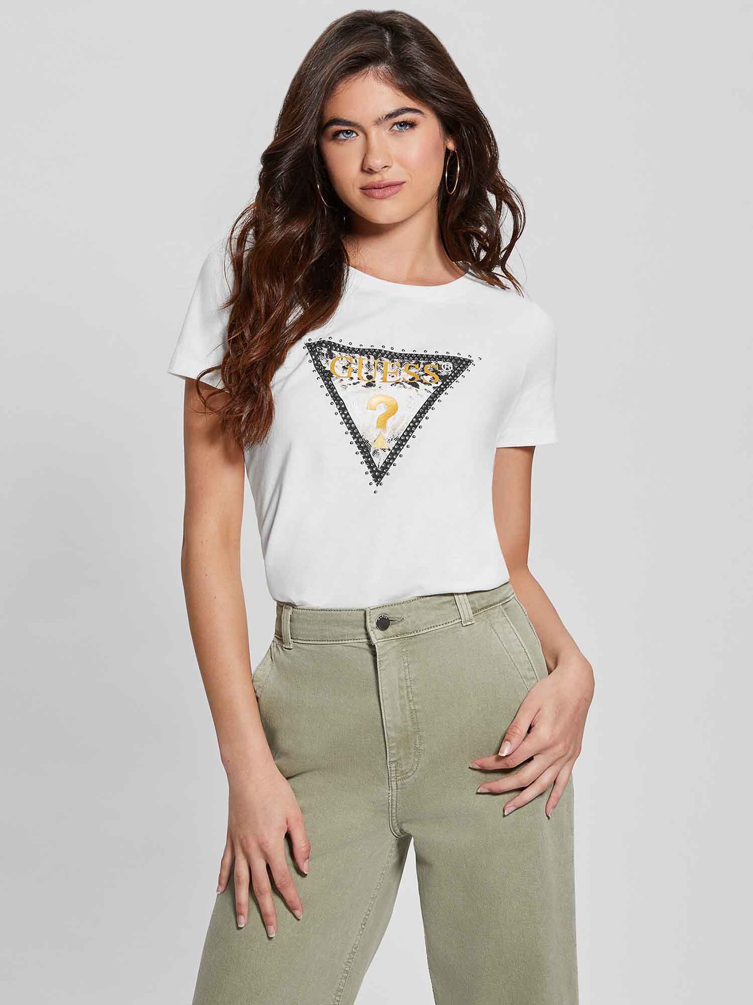 Guess triangle logo t shirt women's top