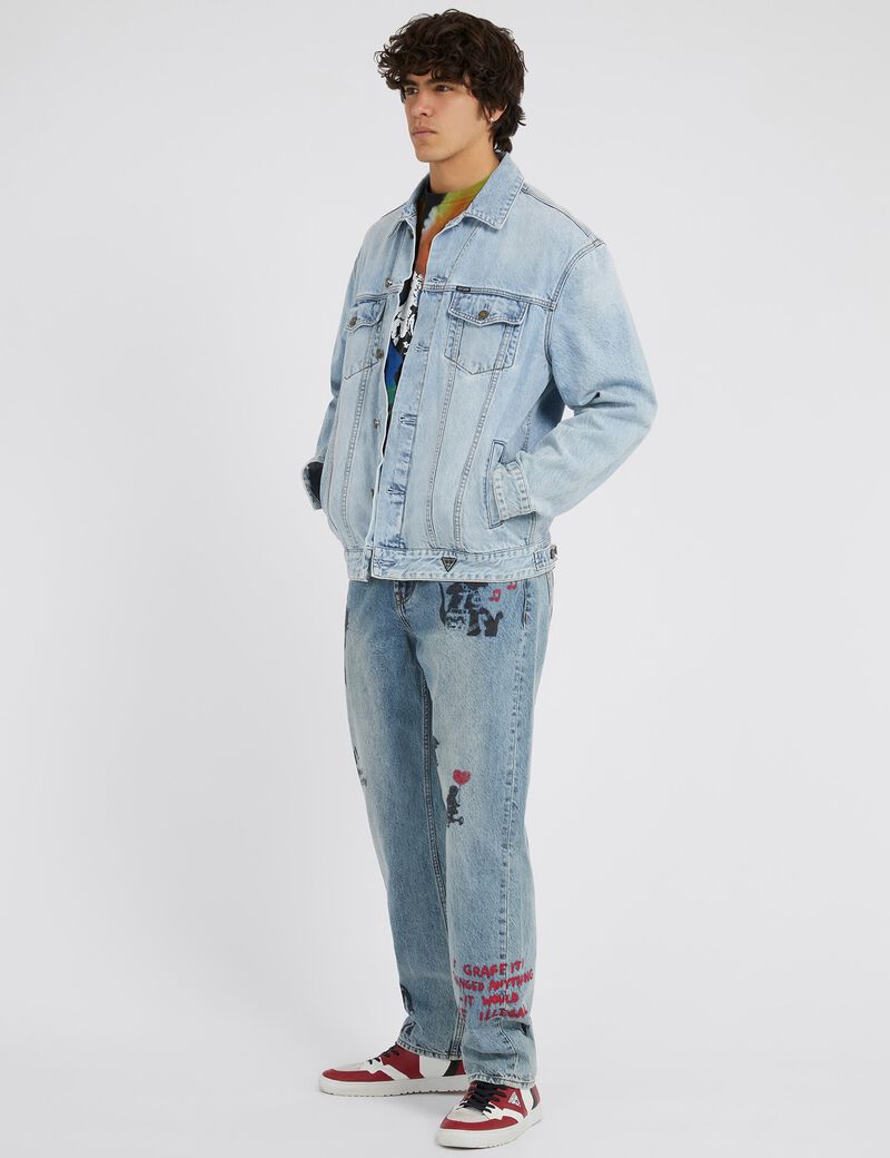 Graffiti print denim jacket
