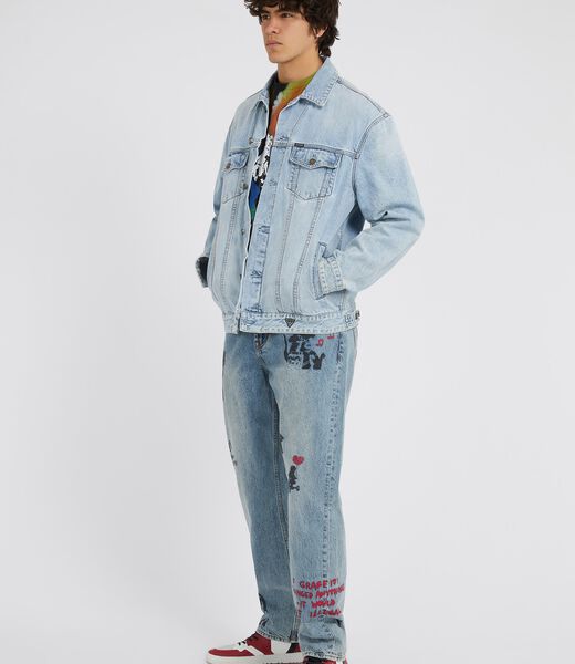 Graffiti print denim jacket