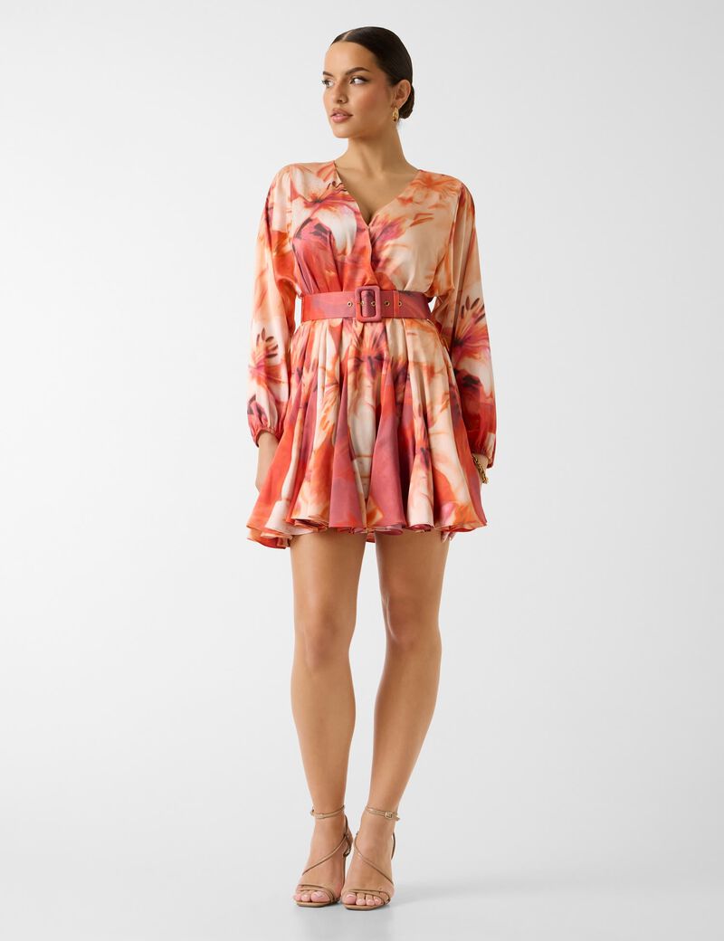 ESTELA SURPLICE PRINTED DRESS