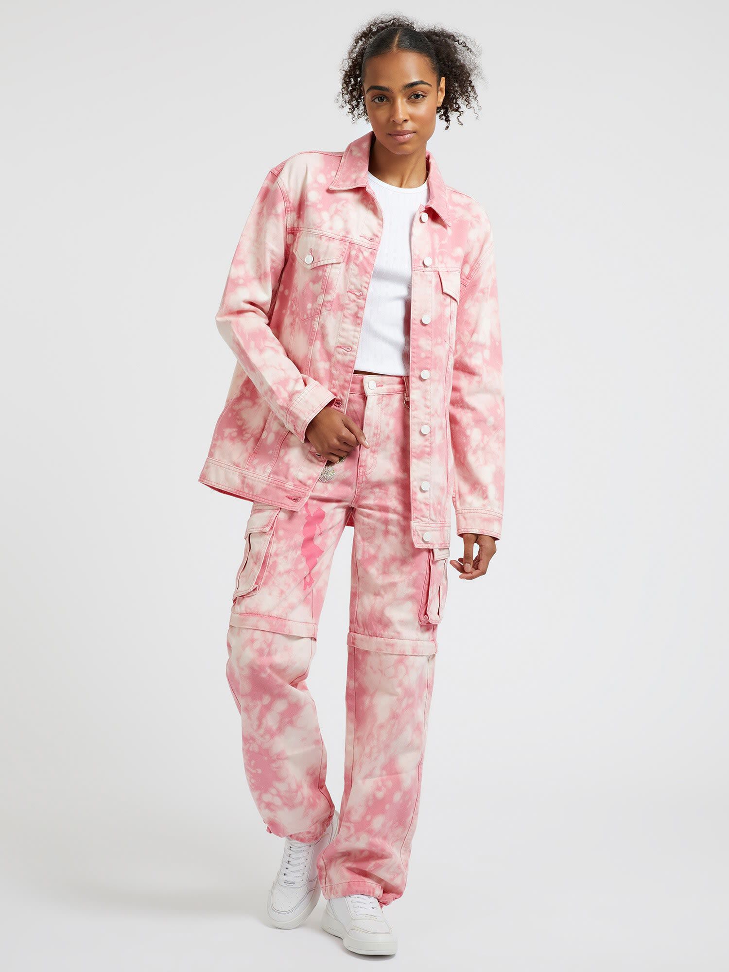 Guess pink outlet denim jacket