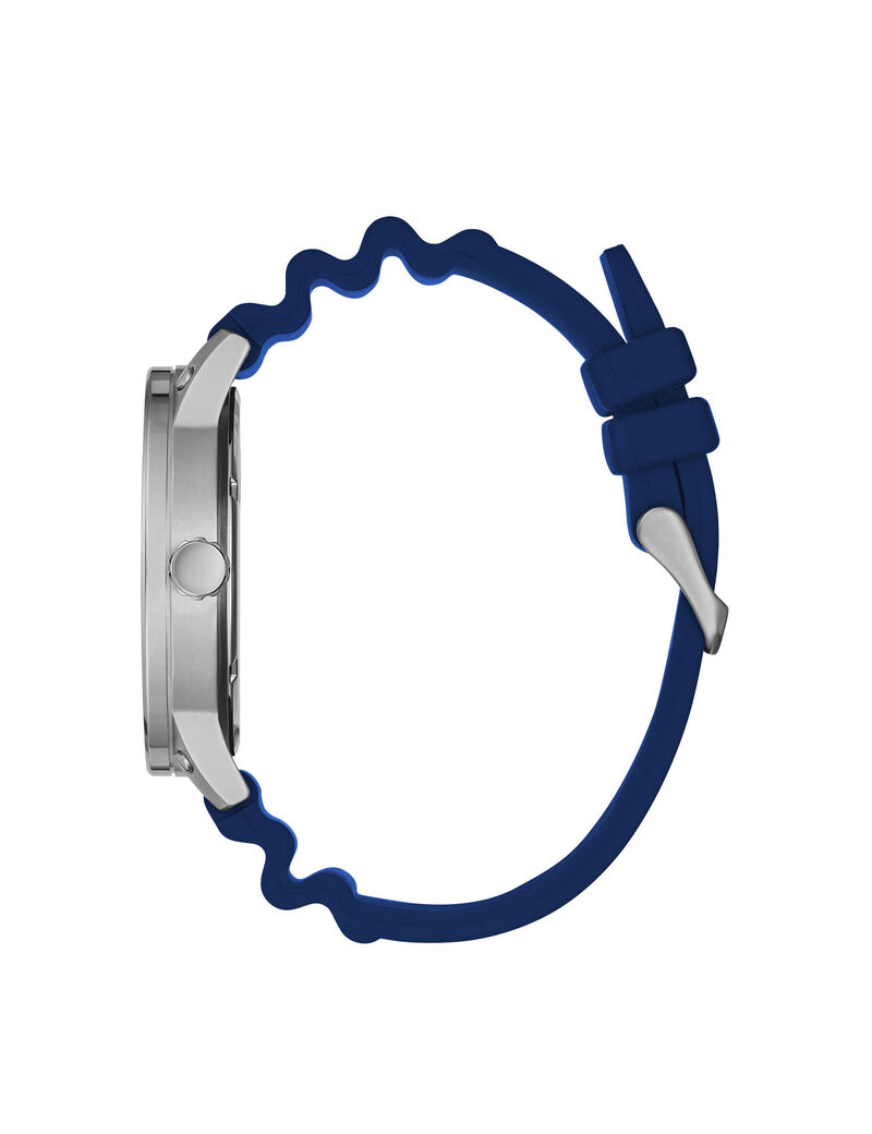 Blue And Silver Analog Silicone Watch