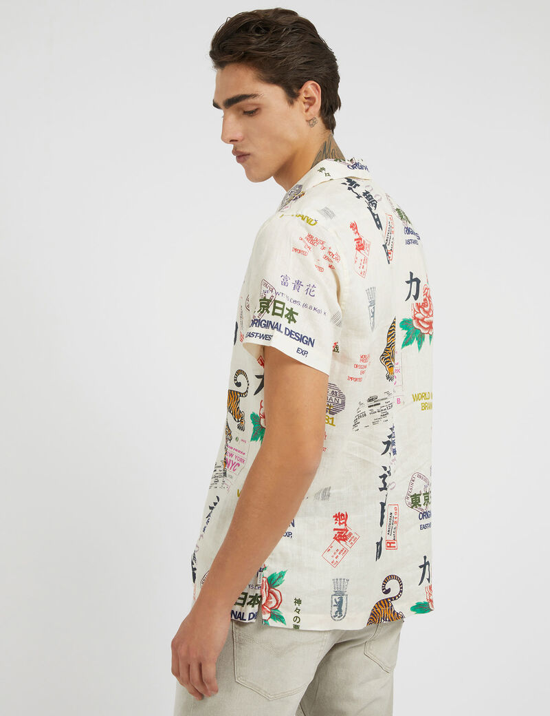 All over print linen shirt