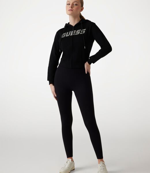 Logo rhinestones hoodie sweatshirt
