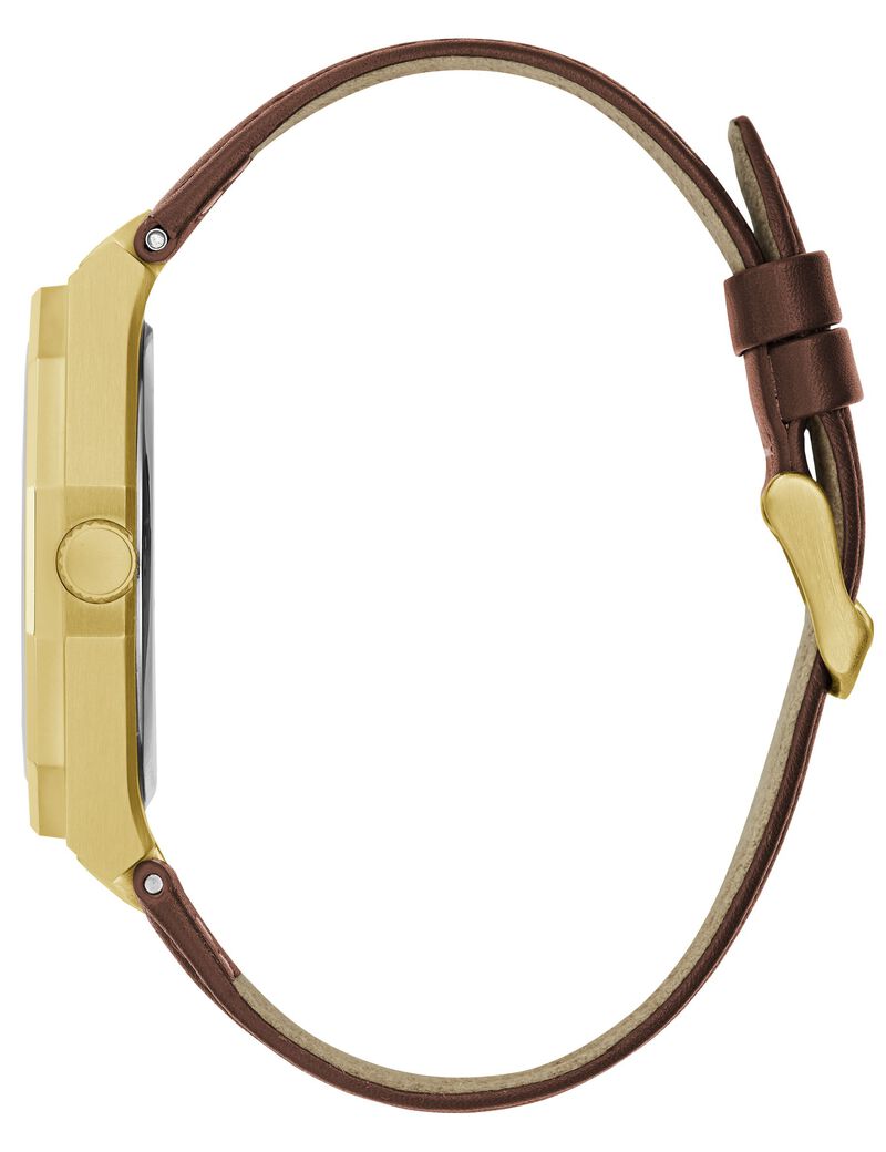 Brown Quartz Analog Genuine Leather Watch