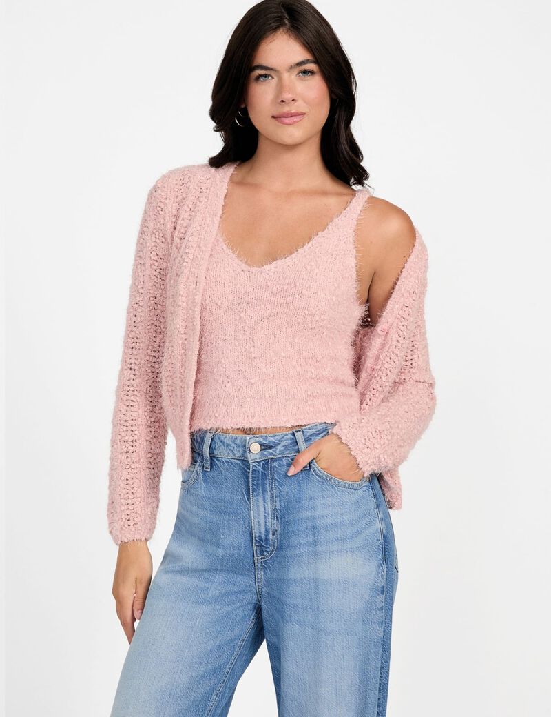 Fuzzy knit tank top