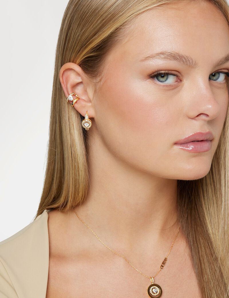 guess heart crystal mono earcuff