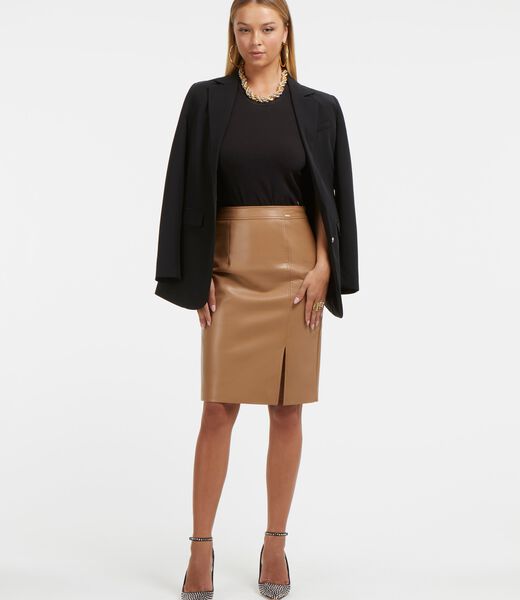 Faux Leather Midi Skirt