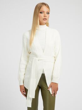 Cable Knit Wool Blend Cardigan