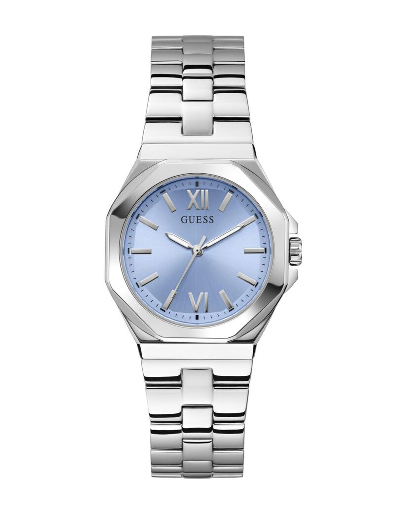 guess ladies silver tone analog watch