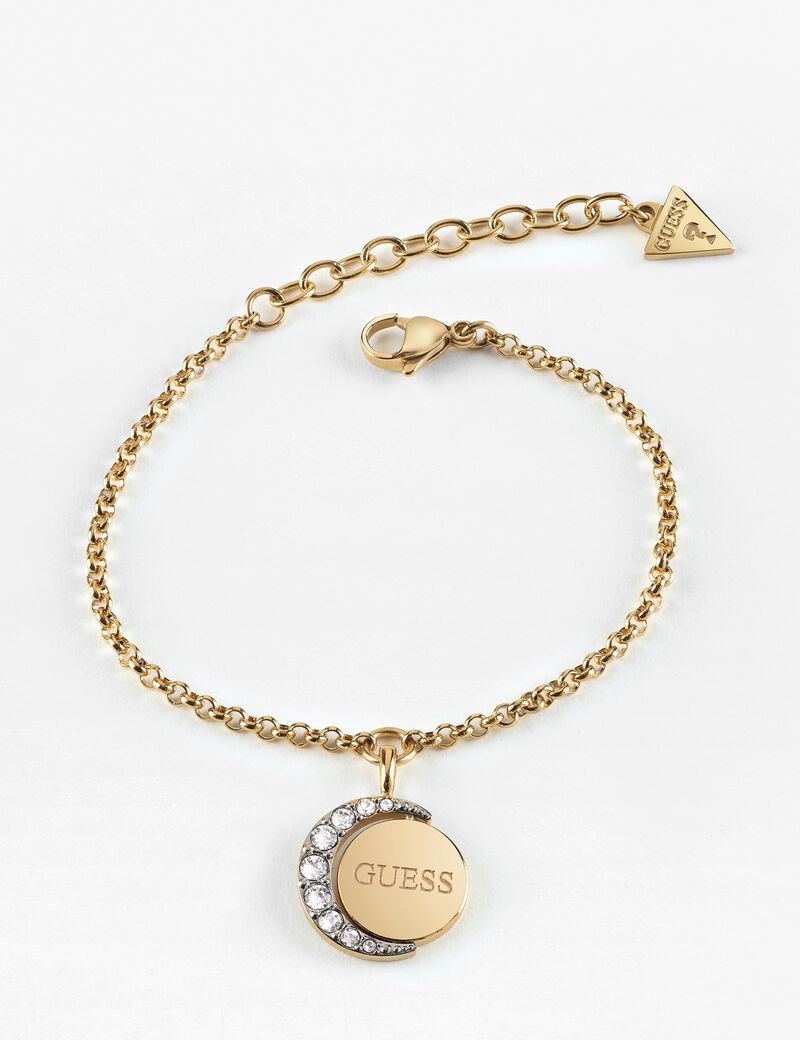 Gold Cresent And Crystal Charm Bracelet