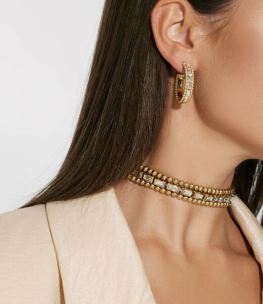 Golden globes baguette hoops