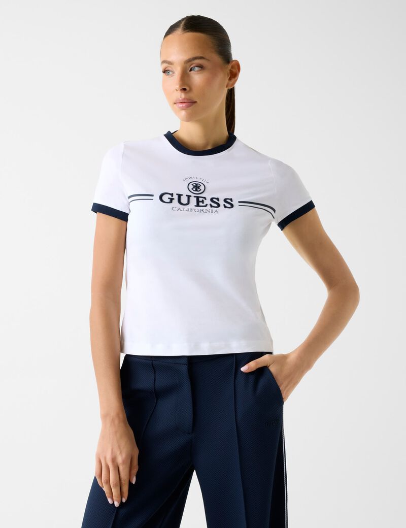 guess embroidered logo t shirt