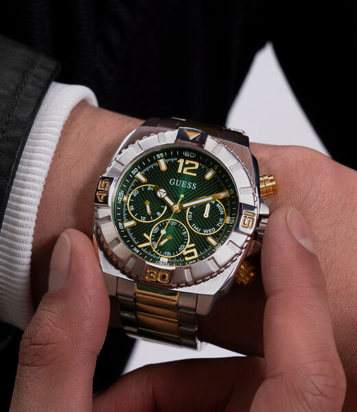 Mens 2-Tone Silver Tone Multi-function Watch