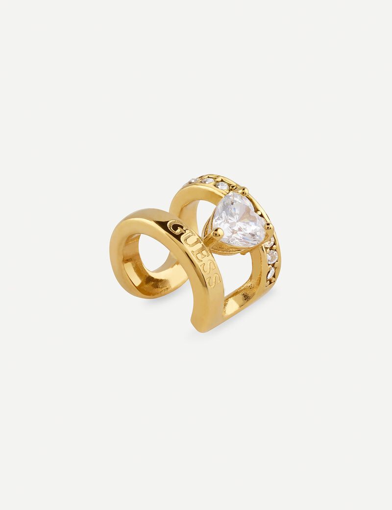 guess heart crystal mono earcuff