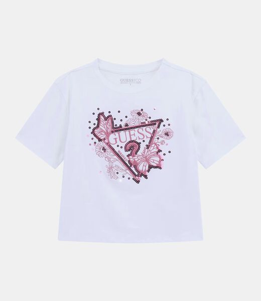Triangle logo sequins t-shirt