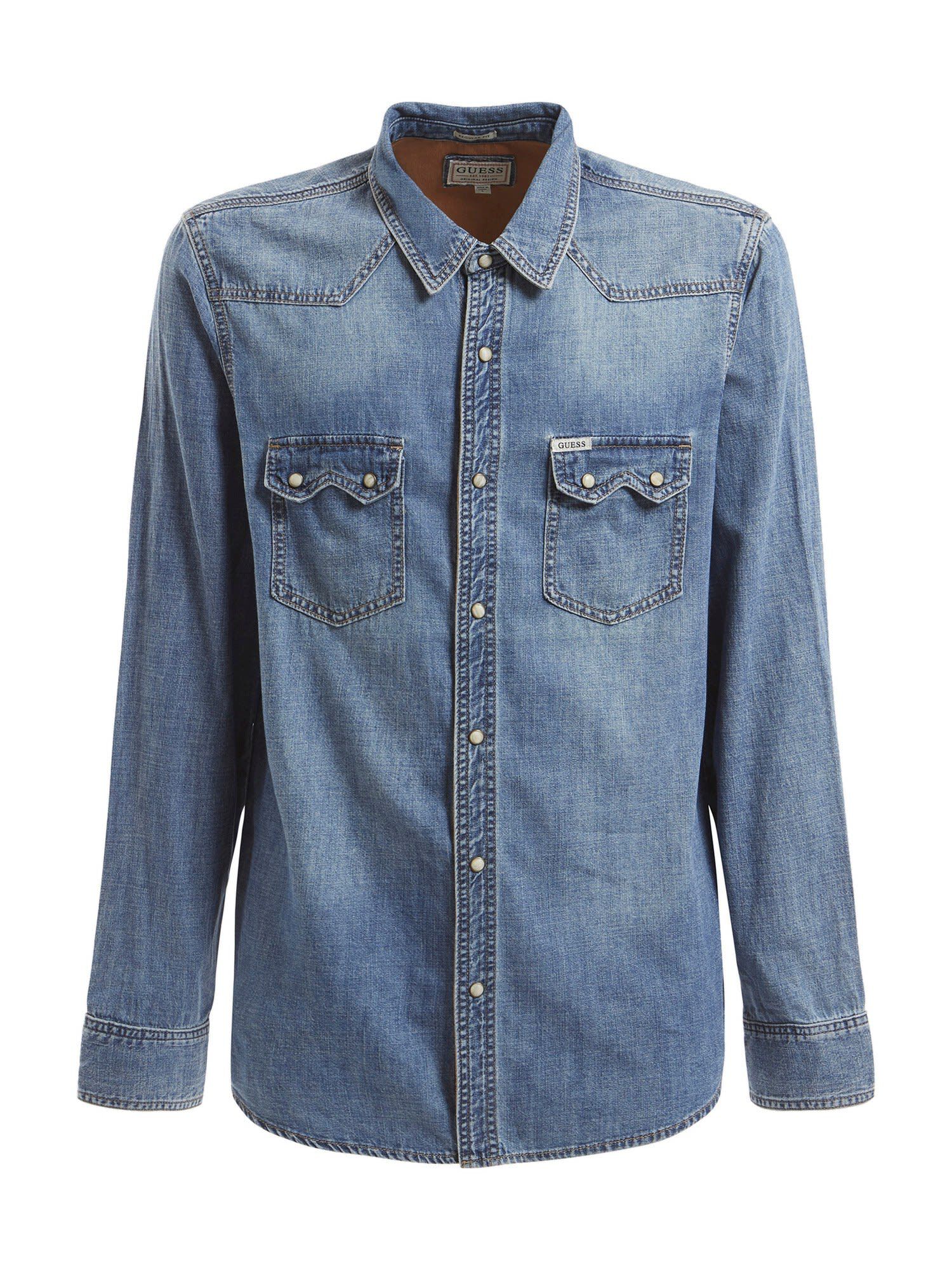 Guess denim best sale shirts