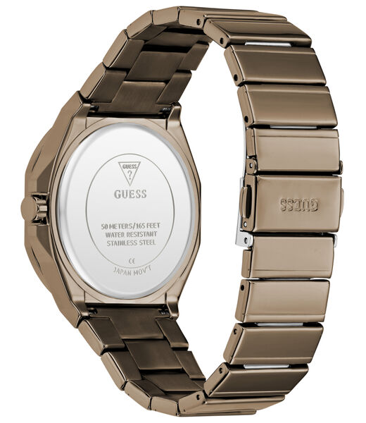 guess mens bronze brown rose gold tone round analog watch