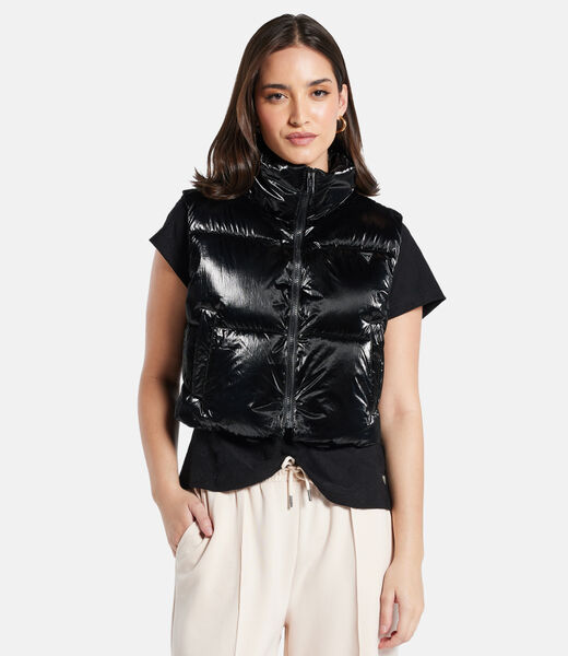 Sleeveless cropped puffer