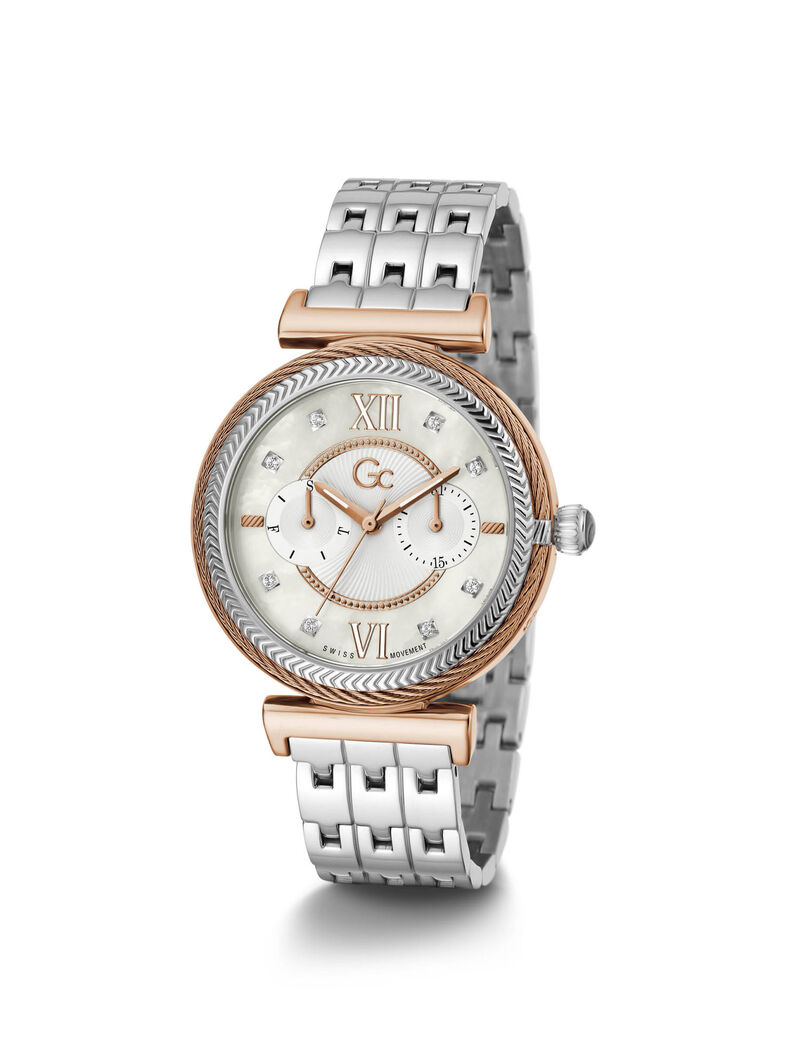 Gc Silver And Rose Gold Ladies Watch