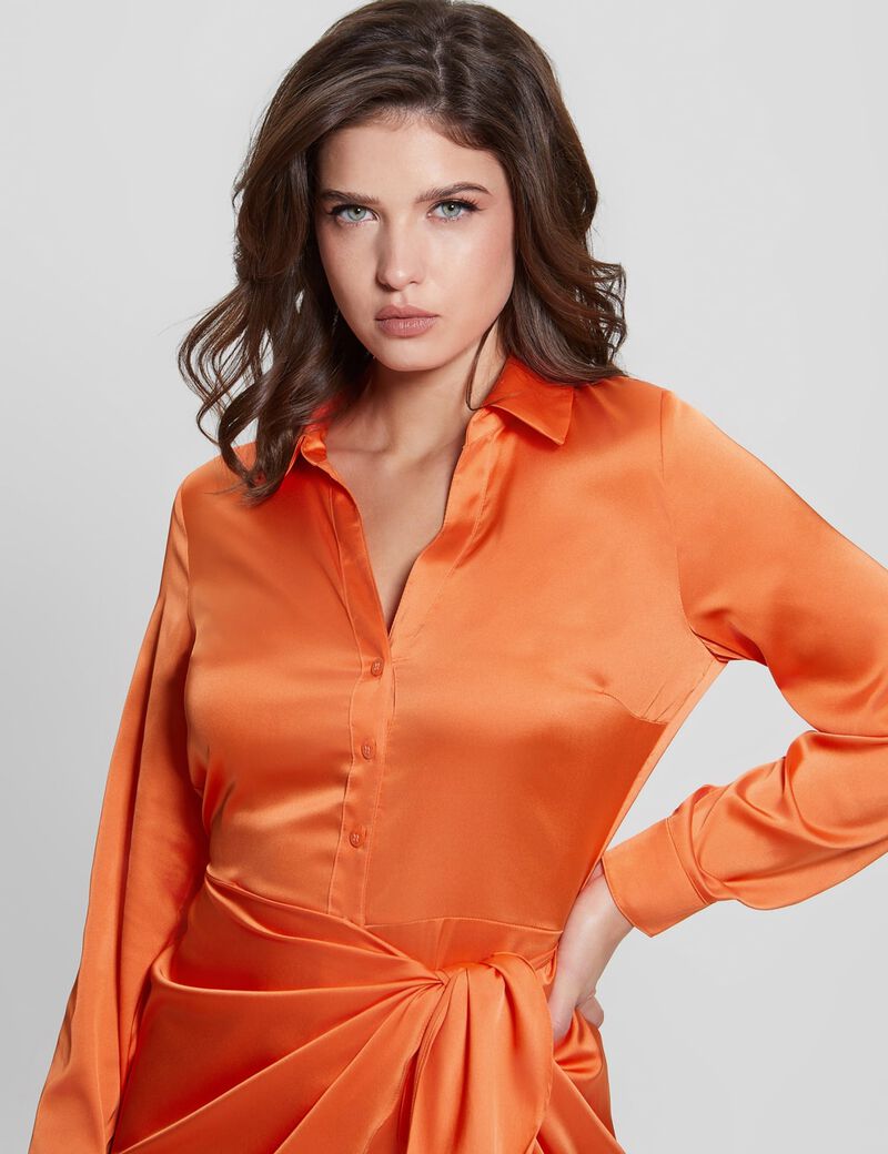 Satin chemisier dress