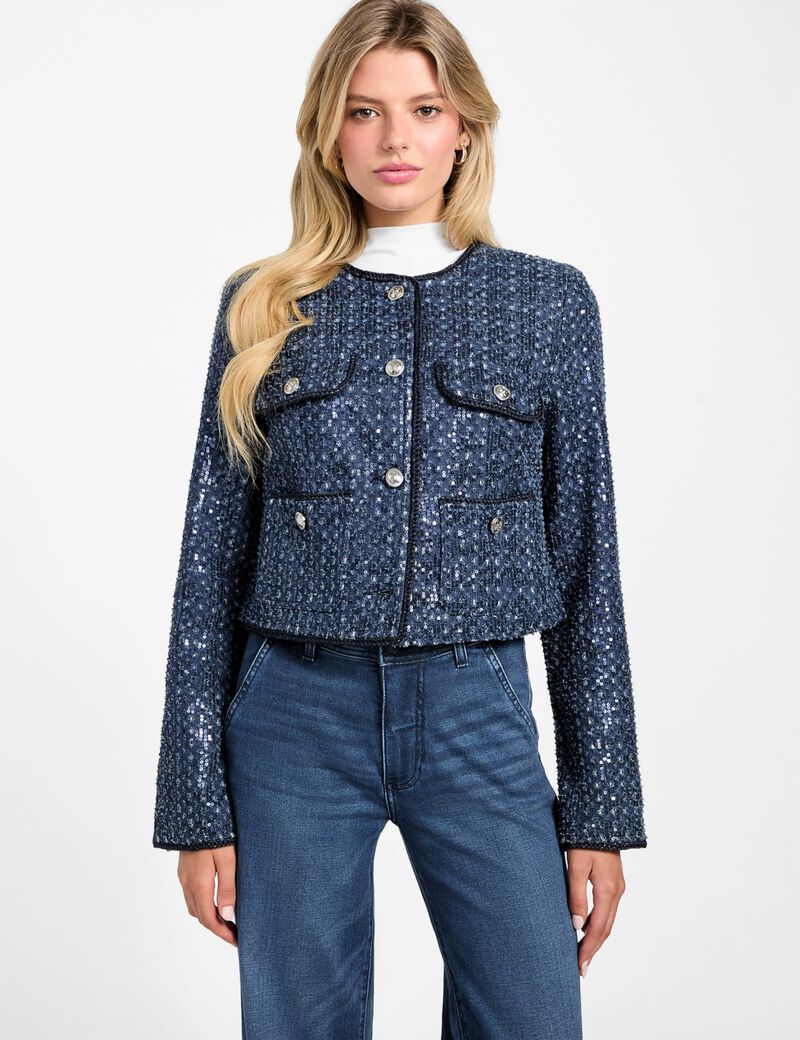 Sequin denim jacket