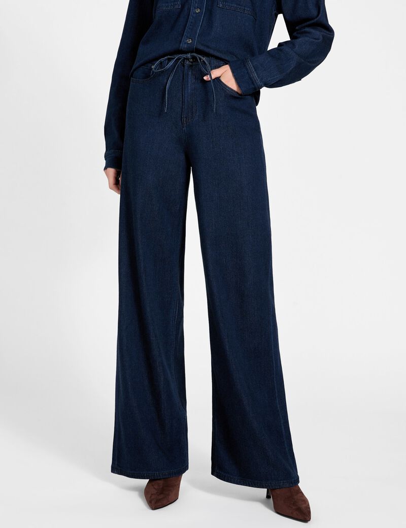 Wide-leg lyocell jeans