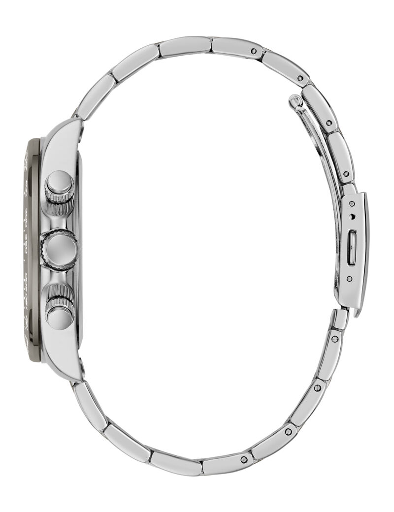 guess mens silver tone round analog watch