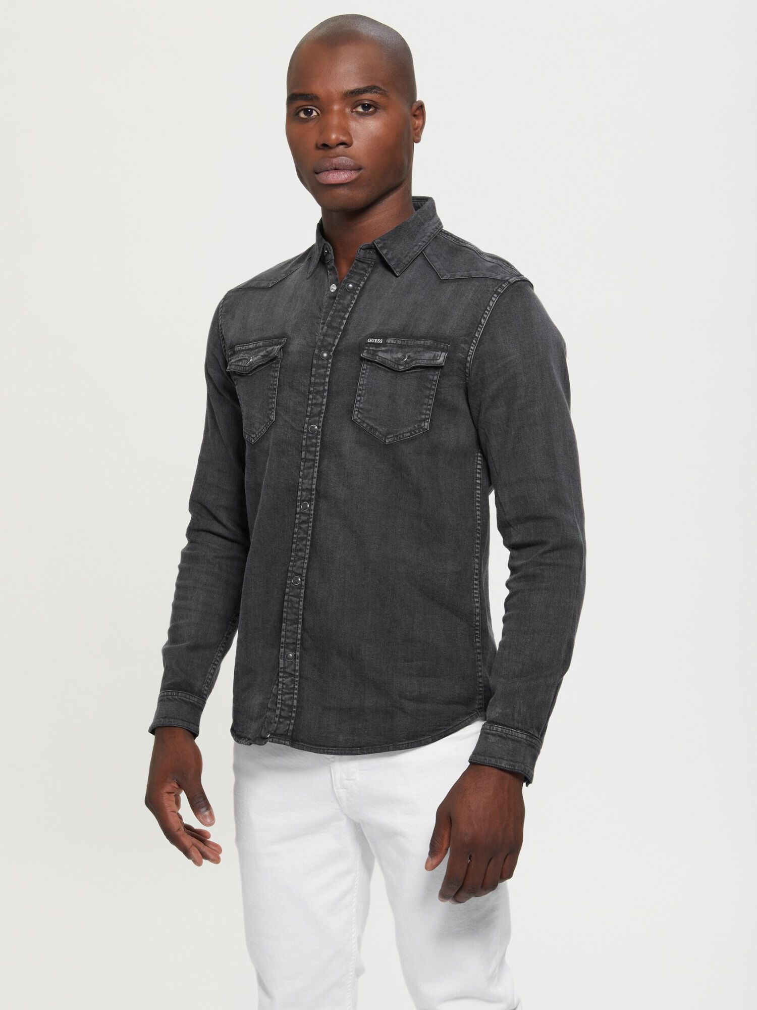 Guess denim shirt hot sale