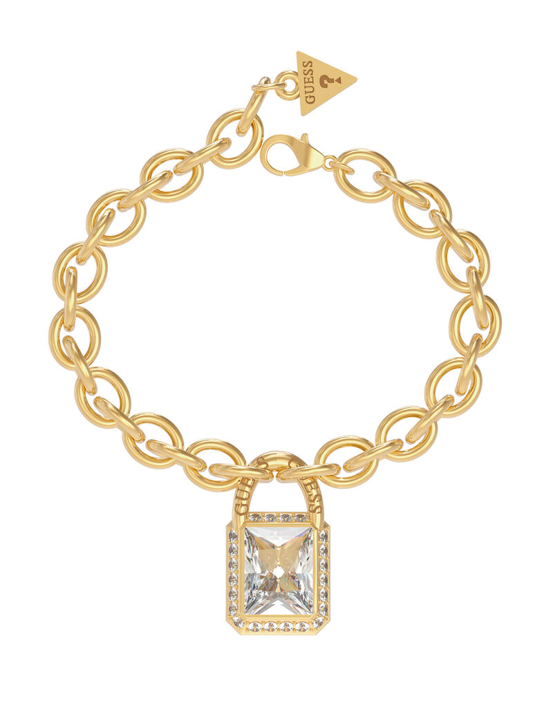 Bold Padlock Clear Bracelet Yellow Gold