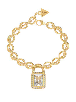 Bold Padlock Clear Bracelet Yellow Gold