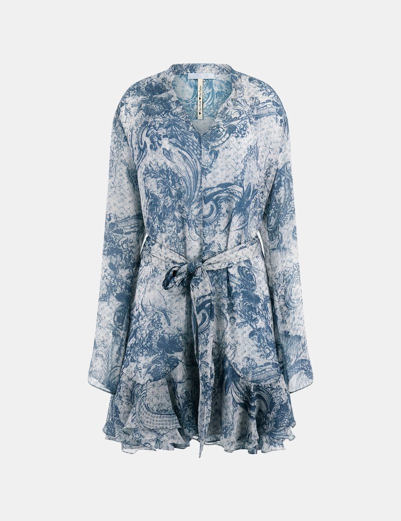 Belted chiffon mini dress