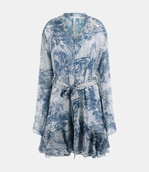 Belted chiffon mini dress