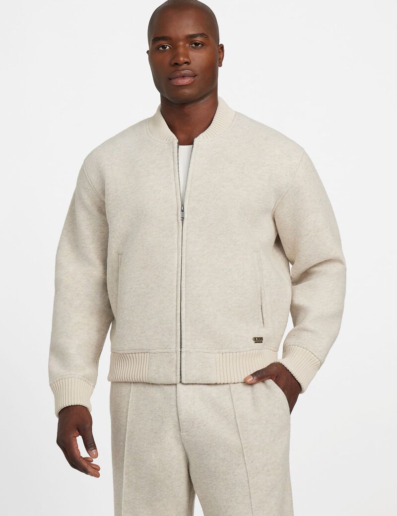 Wool-blend bomber jacket