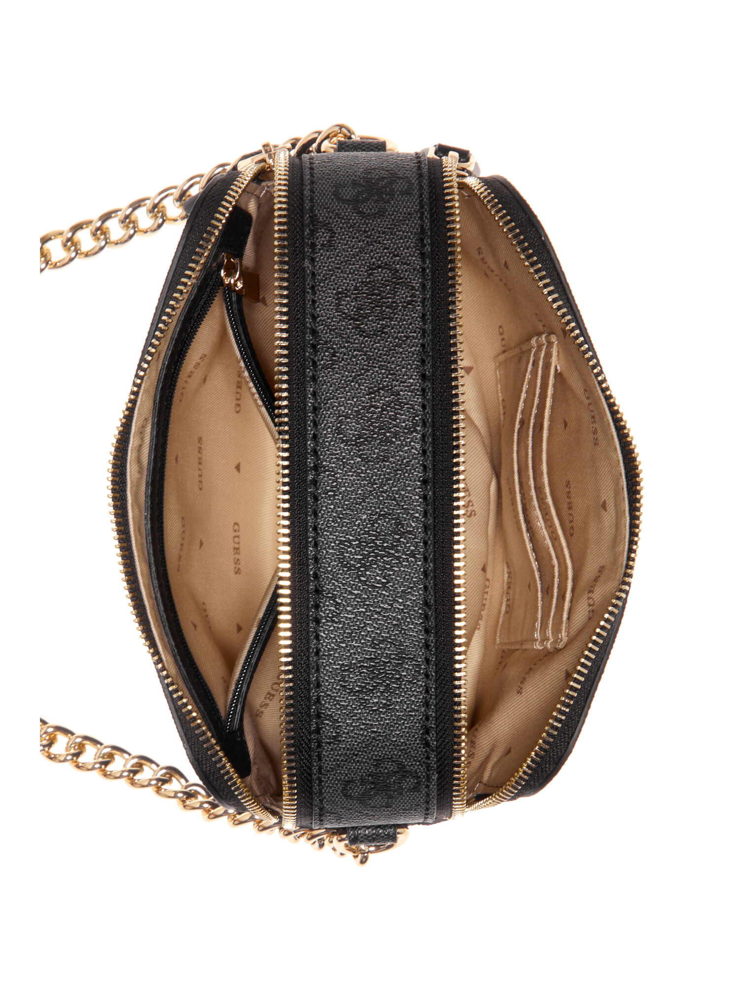 Borsa A Tracolla GUESS Noelle Crossbody – In Poliuretano Bianco, Catena Gold, Formato Mini, Perfetta Per Serate E Uscite