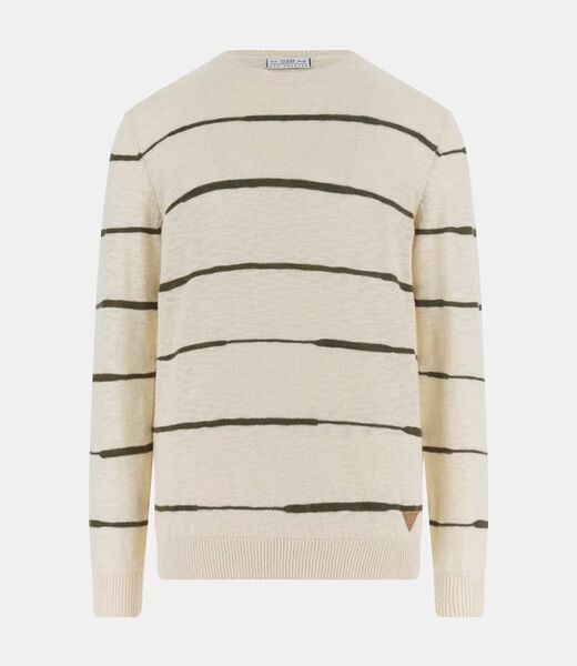 Linen-blend striped sweater