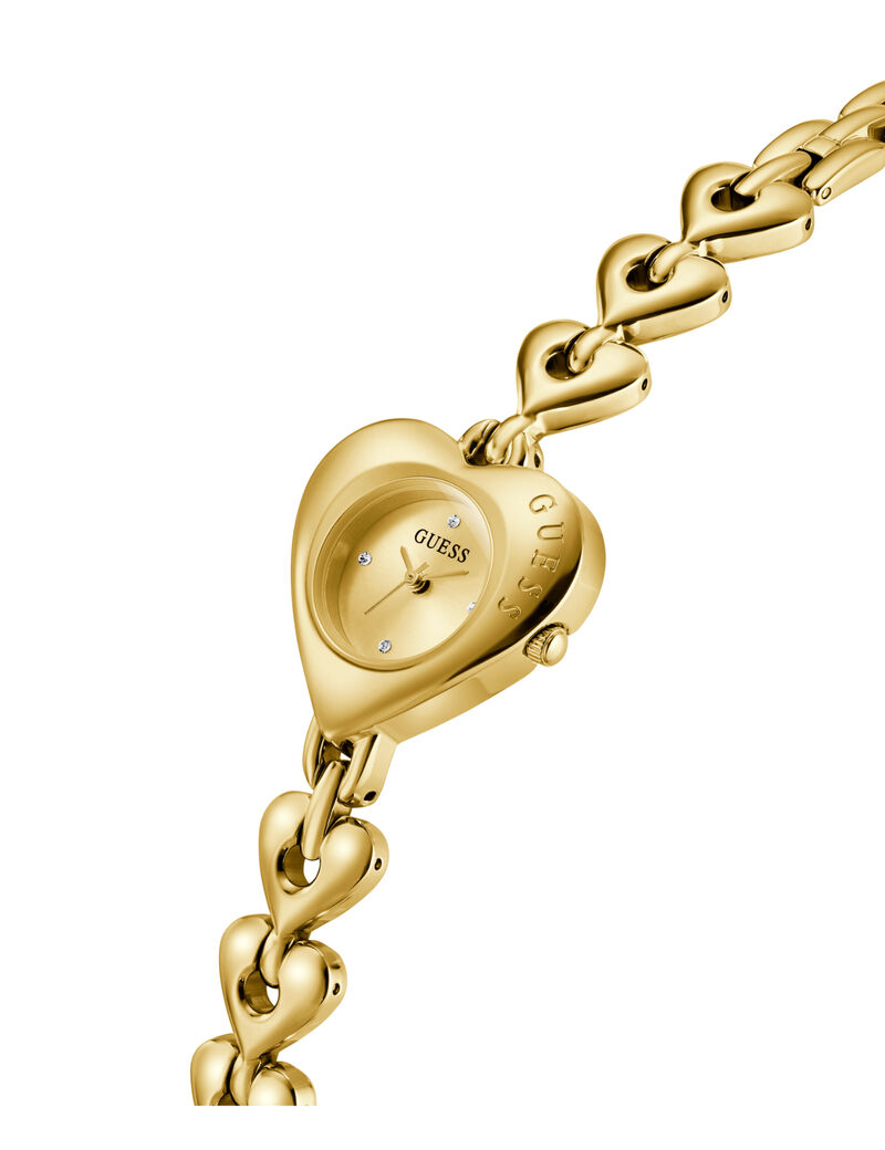 Ladies Yellow Gold Tone Heart Analog Watch
