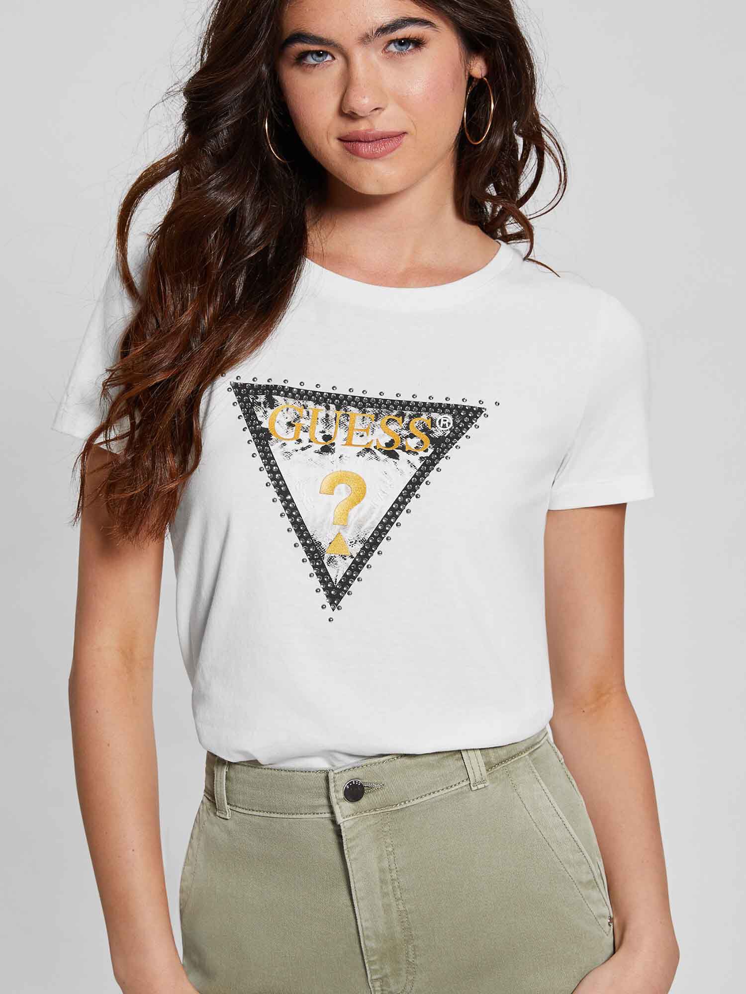 Gold and white guess shirt deals