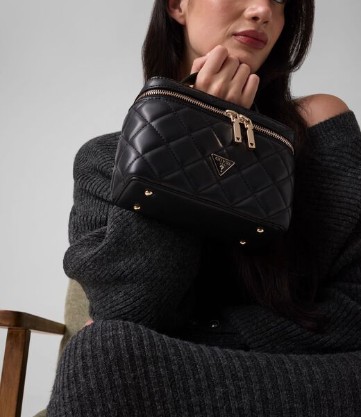 guess juliet quilted canister bag
