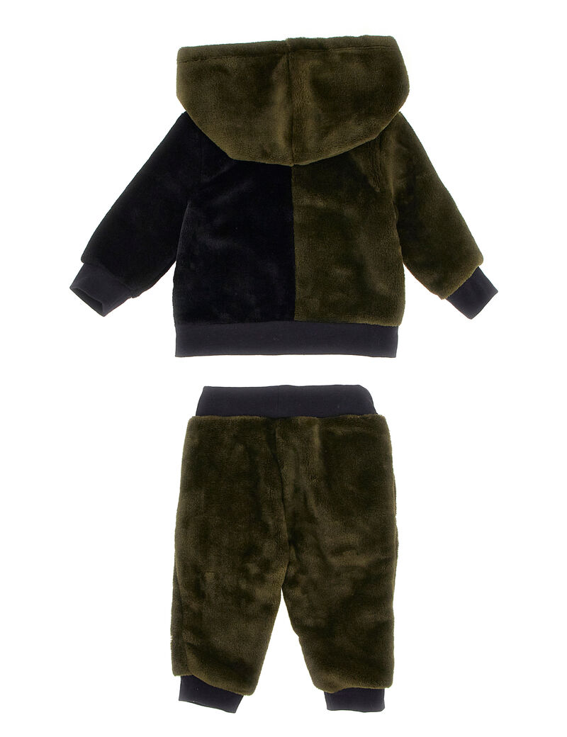 Set Faux Fur Hooded Active Top