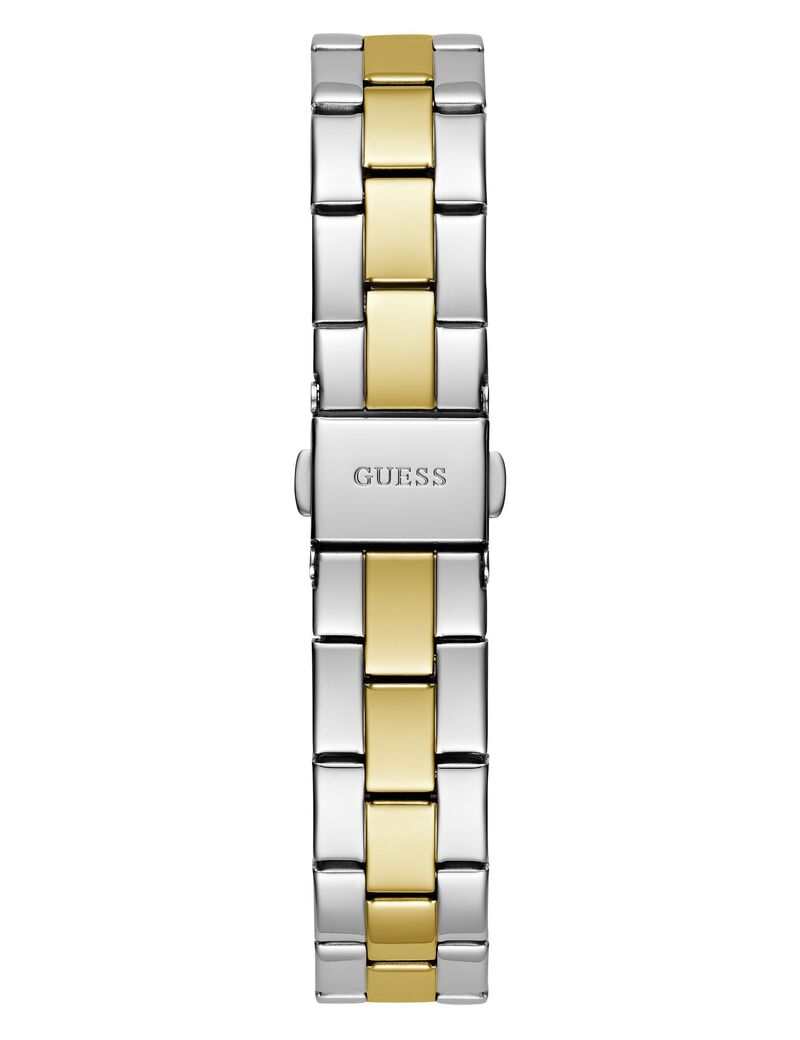 guess analogue watch with crystal appliqu  detailing
