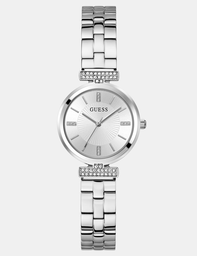guess ladies silver tone analog watch