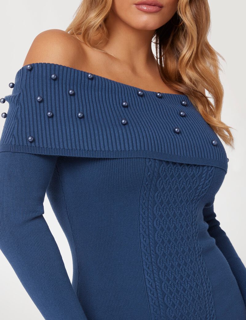 Cable-knit mini sweater dress