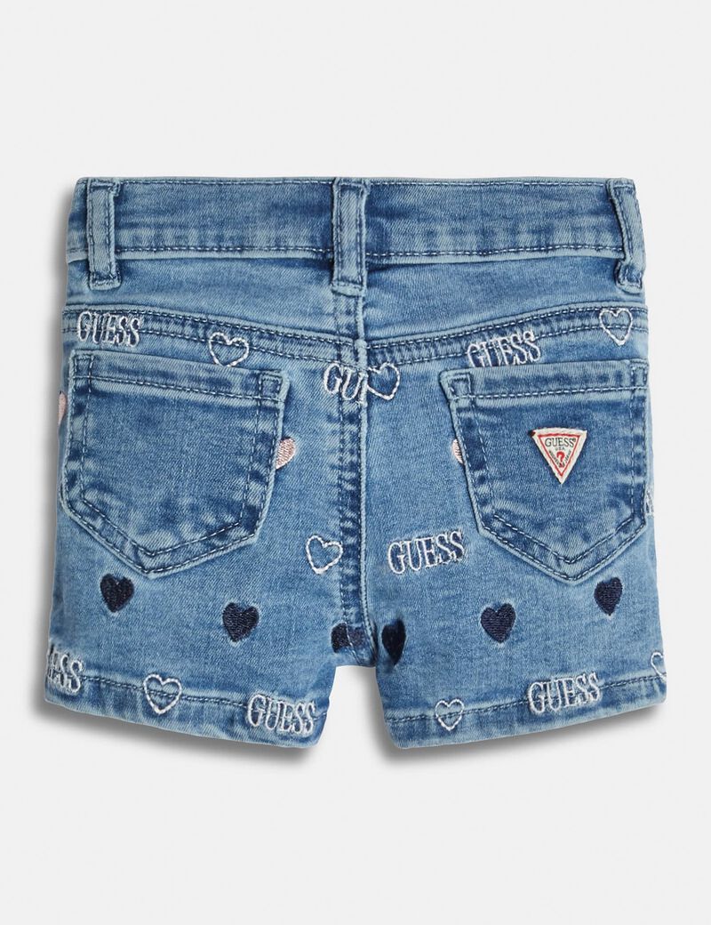 Embroidered denim shorts