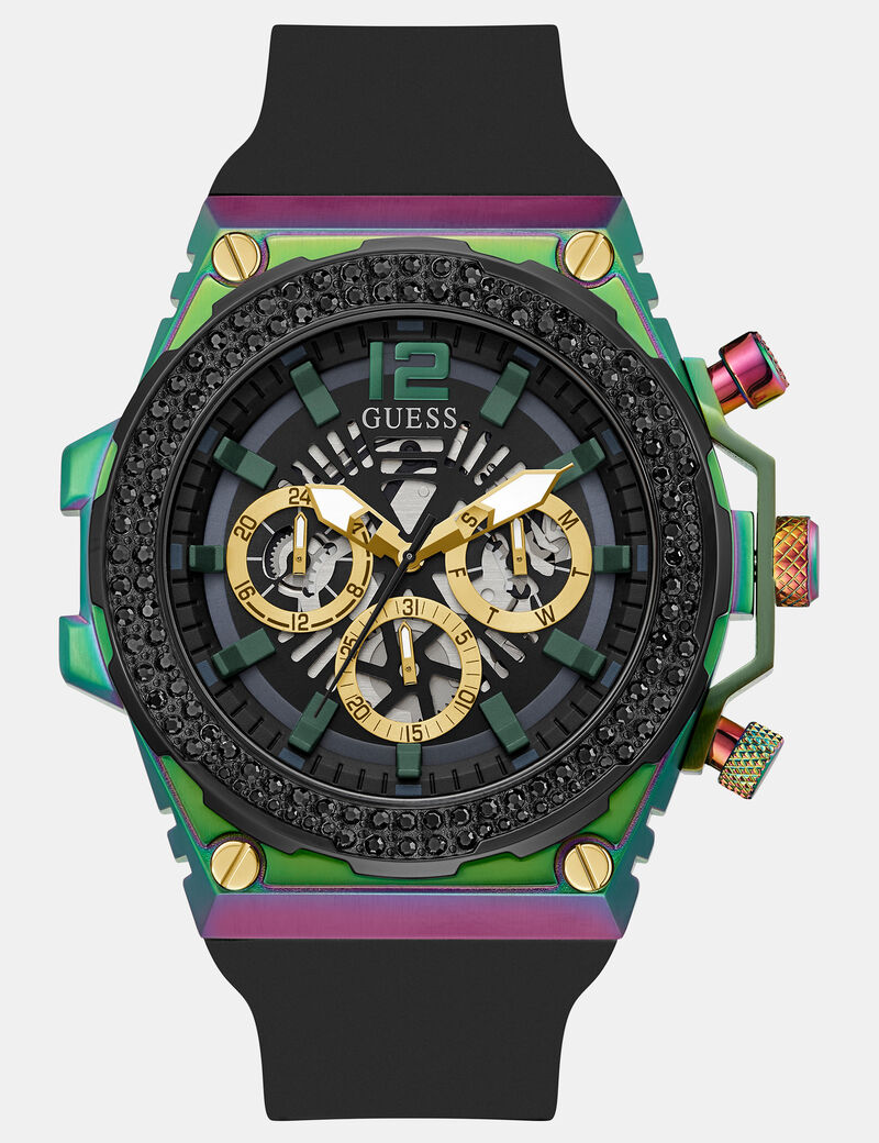 Multi-function watch with crystal appliqu&eacute;