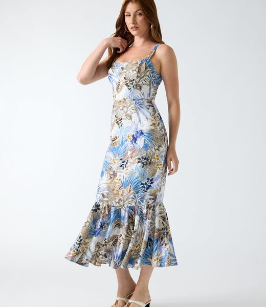 Linen-blend dress