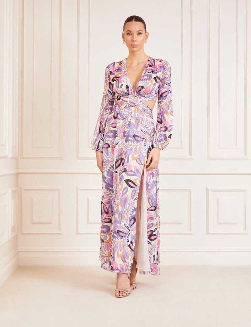 Marciano paisley lurex print long dress