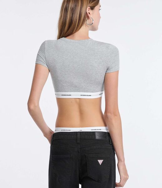 قميص قصير بشريط شعار الماركة