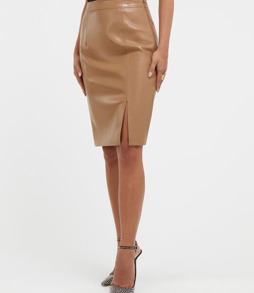 Faux Leather Midi Skirt